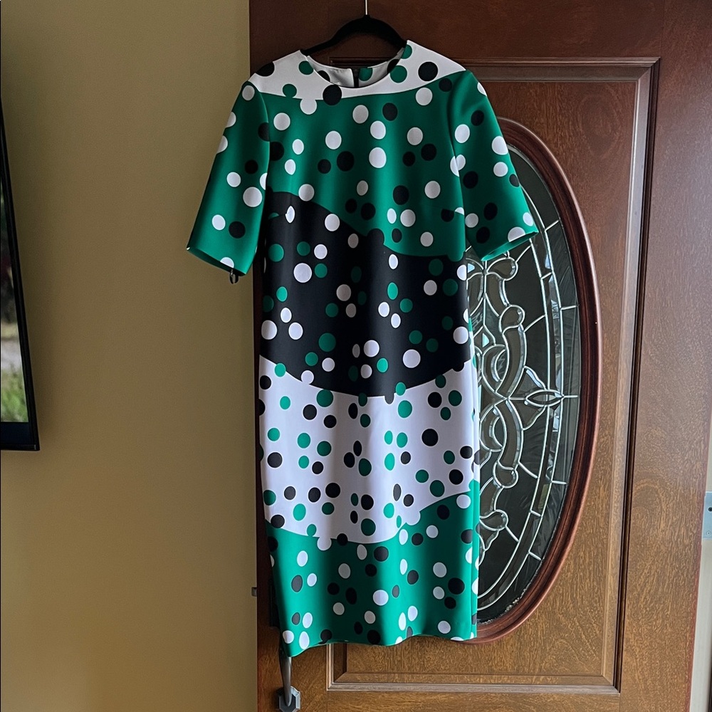 Anne Klein Green and Black Polka Dot Dress